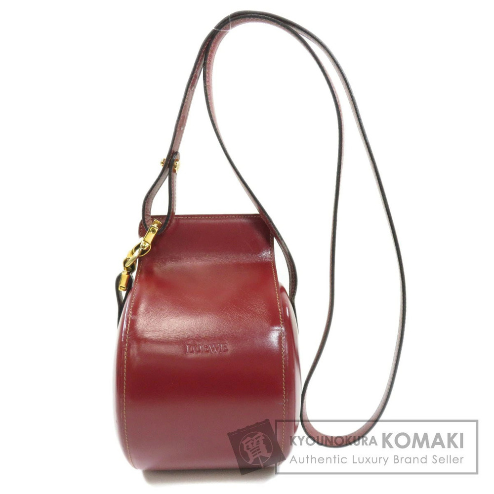 Loewe Logo Shoulder Crossbody Bag Leather Red